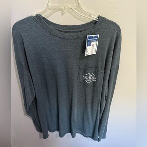 Southern Fried Cotton long-sleeve t-shirt blue-gray color with pocket logo.XL